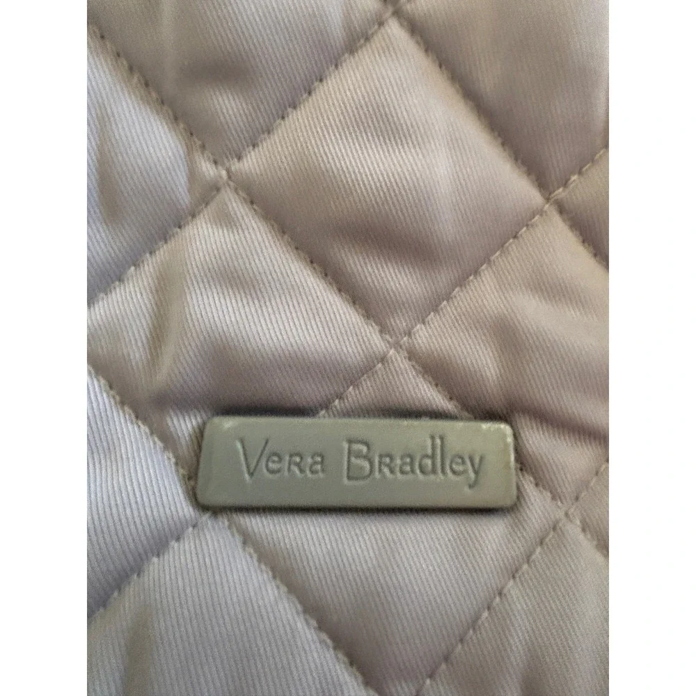 Vera Bradley Gray Quilted Performance Twill Campus Backpack Floral Lining